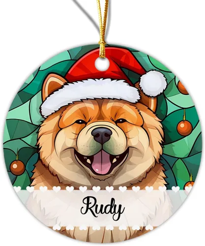 Vista 30 de Adorno de Navidad de Alaskan Malamute 2025, con nombre personalizado de Alaskan Malamute estilo vitral, regalo para hijo e hija, adorno