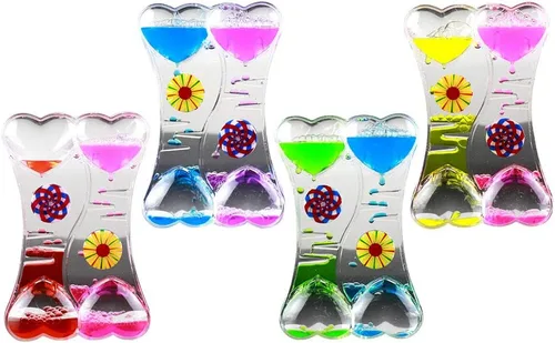 Vista 4 de MG554zy0 Doble Corazón Líquido Movimiento Burbuja de Goteo Aceite de Arena Reloj Temporizador Reloj de Juguete para Niños Regalo Doble Corazón