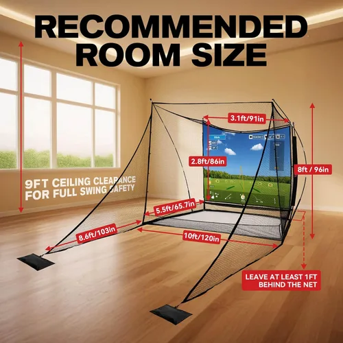 Vista 6 de ZEALFEEL Golf Simulator Enclosure & Golf Net with Dual-Layer HD Screen