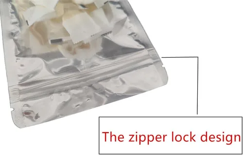 Vista 4 de Bolsas resellables de Mylar para almacenamiento de alimentos con parte delantera transparente, bolsas gruesas reutilizables con cierre