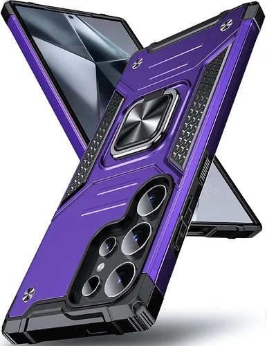 Vista 95 de DASFOND Diseñada para funda Galaxy S8 con soporte, anillo metálico giratorio mejorado de 360°, soporte kickstand de grado militar, resistente a