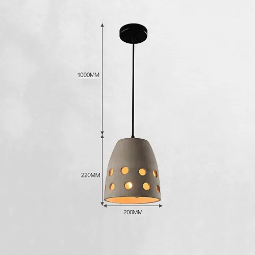 Vista 4 de LED Modern Chandelier Lamp, Cement Pendant Light Industrial Single Head Hollow Design Chandelier Hanging Lamp Height Adjustable Suspension Wire
