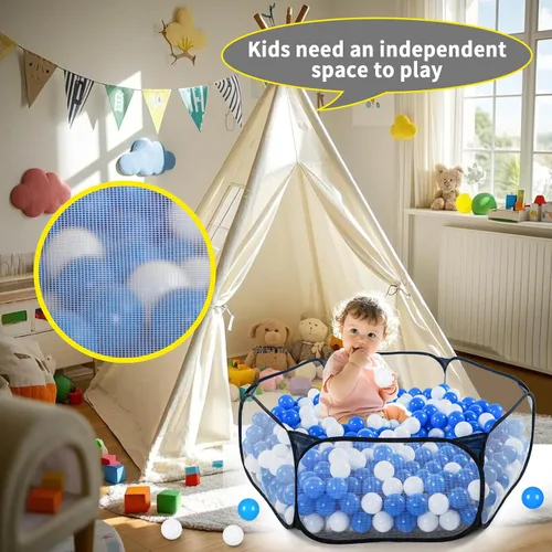 Vista 3 de STARBOLO Tienda de campaña para niños con pelotas, plegable para niños pequeños, piscina de pelotas, valla de gateo para interiores y exteriores