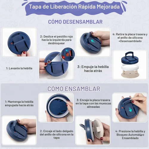Vista 6 de MAXSO Tarro de comida aislado al vacío de 14 onzas con tapa de hebilla de cuchara, termo de sopa para niños para comida caliente, boca ancha Azul