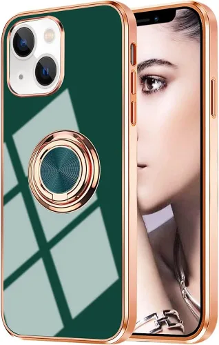 Vista 34 de Compatible con iPhone 11 Kickstand, anillo de rotación de 360 grados integrado con borde de oro rosa brillante que funciona con soporte magnético
