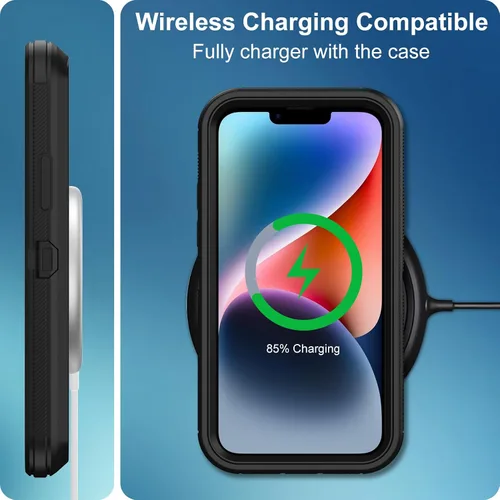 Vista 6 de Funda para iPhone 14 Plus, con 2 protectores de pantalla a prueba de golpes, protección de grado militar, marco resistente y a prueba de caídas