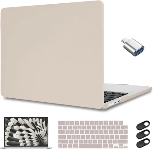 Vista 22 de CISSOOK Funda rosa bebé para MacBook Air de 15 pulgadas lanzamiento 2023 2024 2025, cubierta rígida de plástico rosa tiza con cubierta de teclado