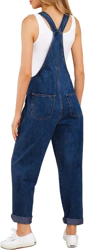 Vista 2 de LookbookStore - Overol de mezclilla elástico e informal para mujer, pantalones y pechera con bolsillos