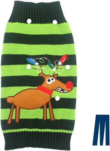 Vista 8 de Mikayoo Suéter para mascotas para perros y gatos pequeños, suéter feo, Navidad, serie de alce, serie de renos, cabeza de reno (XS)