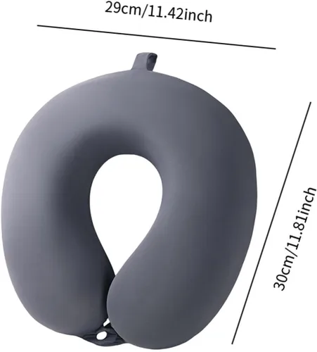 Vista 7 de Memory Foam Travel Neck Pillow with Ice Silk Cover,Dark Gray