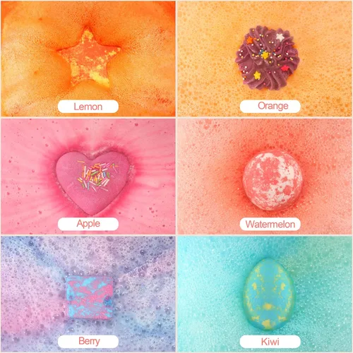 Vista 3 de DUAIU 6 bombas de baño de burbujas gaseosas para niños y mujeres, juego de regalo de bombas de baño naturales orgánicas para niños con aceites