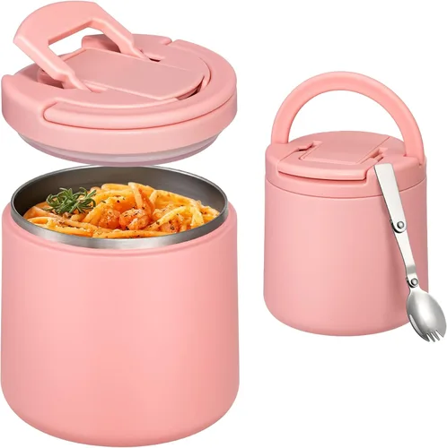 Vista 10 de Itslife Termo de sopa aislado al vacío de 13.5 onzas para alimentos calientes, recipiente de almuerzo para niños con tapa de hebilla a prueba