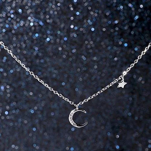 Vista 3 de Helen de lete Luna y Estrellas Plata de ley Gargantilla Collar
