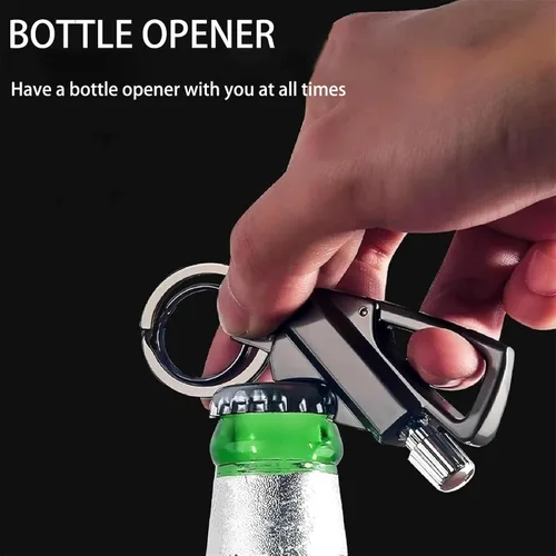 Vista 3 de Encendedor de llama permanente Infinity, llavero con abrebotellas multiusos, cerilla reutilizable, llavero de llama eterna para supervivencia al