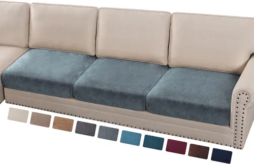 Vista 79 de PrinceDeco Fundas de cojín para sofá, funda elástica y lavable, funda de cojín ajustable de tela de terciopelo antideslizante, protector de muebles