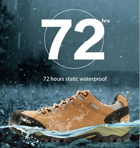 Vista 6 de HIWALK Zapatos de senderismo impermeables confort mediados tobillo montañismo zapatos transpirable ligero escalada camping trekking al aire libre