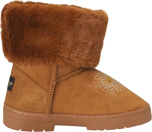 Vista 4 de bebe Botas de invierno para niñas, botas de microgamuza con diamantes de imitación y puños de piel sintética