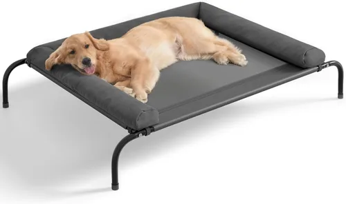 Vista 9 de Cama elevada para perros con enfriamiento - Cuna elevada para perros medianos al aire libre con malla transpirable, cuna elevada portátil para Marrón