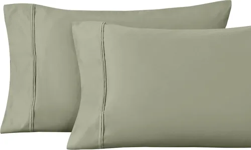 Vista 17 de Superior Juego de fundas de almohada estándar de 1200 hilos, 100% algodón egipcio, suave y transpirable, 2 piezas, color verde azulado