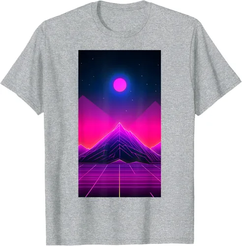 Vista 6 de Retrowave Mountain 80s Vaporwave Synthwave T-Shirt Negro