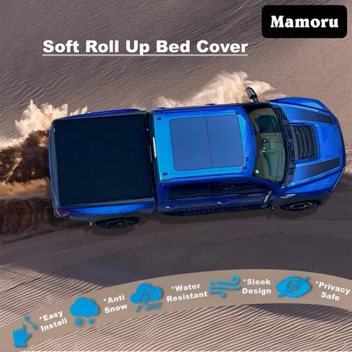 Vista 4 de Mamoru Cubierta de cama suave enrollable de 5.0 pies compatible con Toyota Tacoma 2005-2015 cubierta de vinilo Tonneau Fleetside