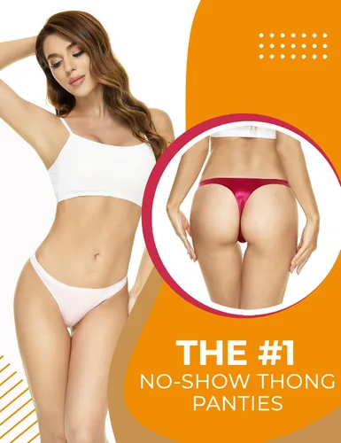 Vista 2 de Seamless Thongs for Women Pack Thong Underwear Women Silk No Show Thongs for Women Satin Thong Panties for Women