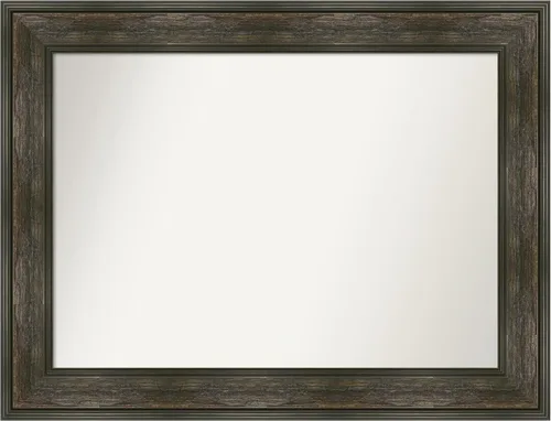 Vista 198 de Amanti Art Espejo de baño marrón para sobre fregadero, 26 x 26 pulgadas, espejo de tocador cuadrado marrón rústico Alexandria, marco de madera