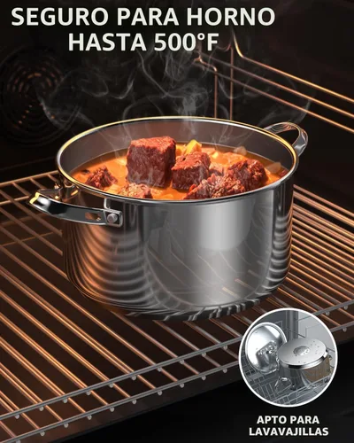 Vista 8 de Cooks Standard Olla de Acero Inoxidable 18/10 de 6 Cuartos de Galón, Olla Clásica Profunda para Cocinar Conservas Utensilios de Cocina Horno