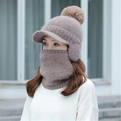 Vista 2 de Orejeras para mujer bufanda térmica para ciclismo cálida para invierno para hacer punto para esquí con POM