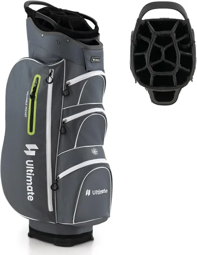 Vista 10 de Bolsa de carrito de golf Tangkula con divisores superiores de 15 vías, bolsa ligera para palos de golf con hueco individual para putter y 7 Gris