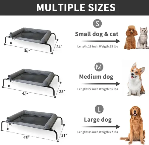 Vista 4 de PETIME Cama elevada refrescante para mascotas, cunas elevadas para perros pequeños, hamaca portátil para mascotas para interiores y exteriores
