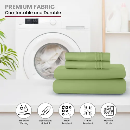 Vista 156 de LUX Décor - Juego de sábanas Twin de microfibra ultrasuave de 3 piezas con sábana encimera, sábana bajera de 16 pulgadas de profundidad y funda
