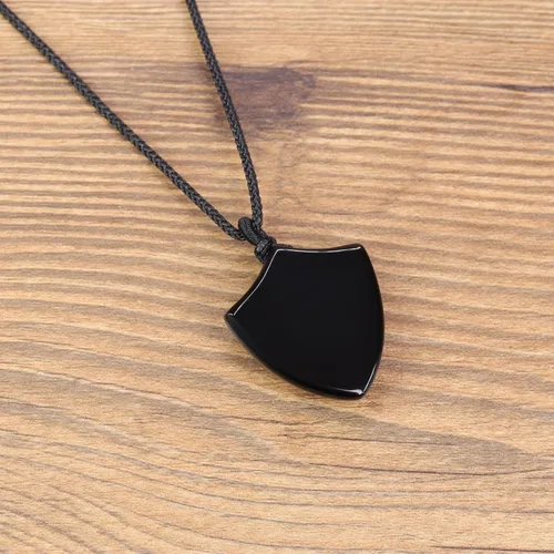 Vista 6 de COAI Collar de amuleto con colgante de obsidiana negra, Piedra, Obsidiana