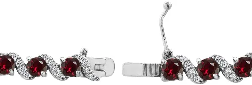 Vista 7 de B. BRILLIANT Pulsera de tenis de plata de ley genuina, creada o simulada con piedras preciosas redondas S para mujer