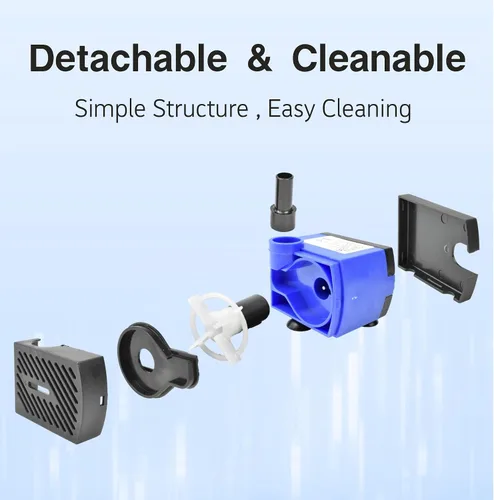 Vista 5 de CONQUERALL Bomba sumergible 92GPH 5W Mini ajustable para peceras, fuentes de mesa, sistemas hidropónicos, fuentes para mascotas