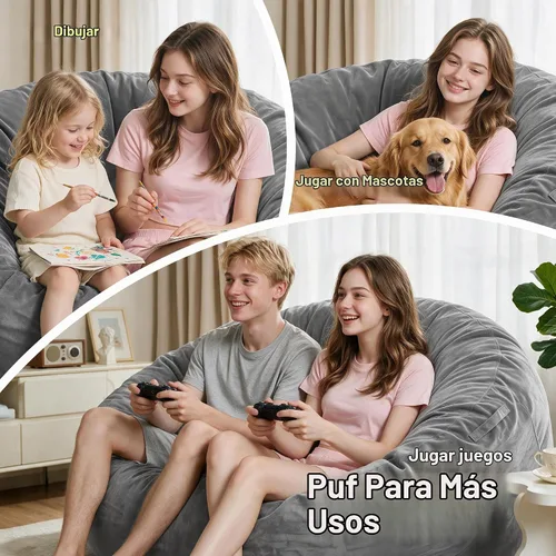 Vista 4 de Homguava - Sillón puff de 4 pies Sillón estilo puff grande de 4 pulgadas con relleno de espuma viscoelástica, sofá suave con funda de terciopelo