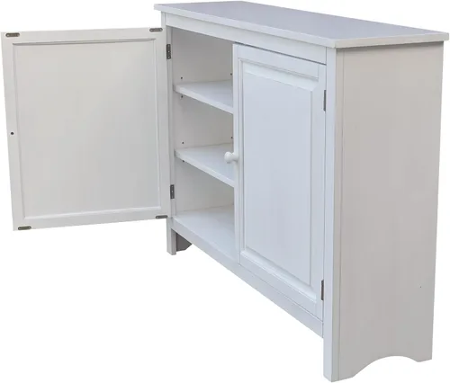 Vista 7 de International Concepts - Armario de almacenamiento de madera maciza de 34 pulgadas de alto Blanco sucio