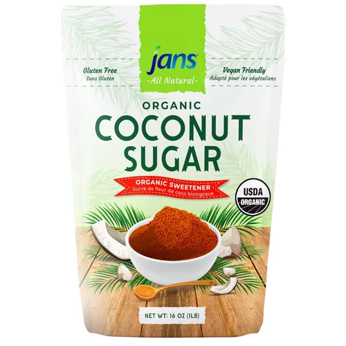 Vista 7 de Jans Azúcar de coco orgánico, 16 onzas, azúcar de palma de coco natural, azúcar de coco moreno, sin refinar, sin OMG, azúcar sin gluten, alternativa