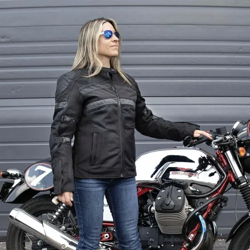 Vista 3 de Milwaukee Leather MPL2775 - Chaqueta de carreras de tela y malla blindada negra para mujer