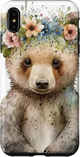 Vista 11 de iPhone 16 Brown Bear Boho Woodland Animal Floral Case
