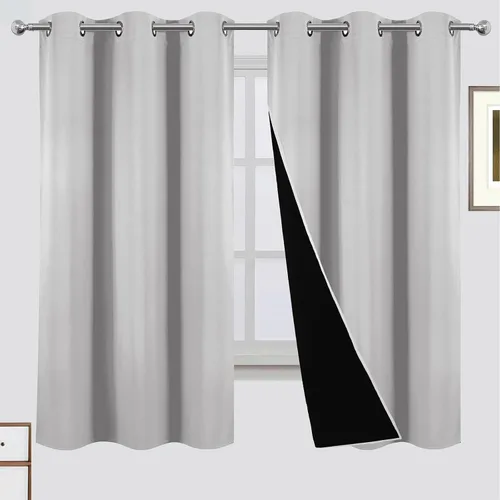 Vista 32 de LEMOMO Cortinas 100% opacas de 38 x 54 pulgadas, 2 paneles de oscurecimiento con aislamiento térmico para dormitorio