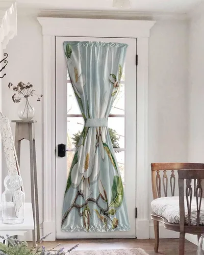 Vista 10 de Cortinas de primavera rosa Sakura con luz lateral francesa para puerta delantera, ventana, puerta de 25 x 40 pulgadas, cortina de panel de cortina