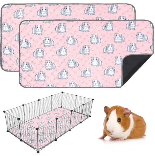 Vista 9 de 4 forros para jaula de conejillo de indias, almohadillas lavables para orina de conejillo de indias, impermeables, reutilizables y antideslizantes