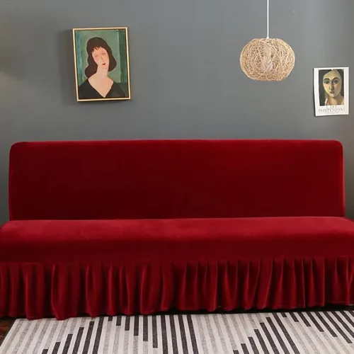 Vista 9 de Funda para futón de felpa gruesa sin brazos, de terciopelo elástico, funda para sofá cama, funda suave para sofá, futón, protector de muebles