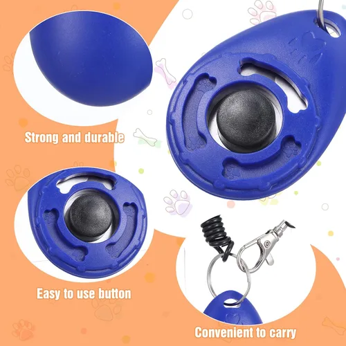 Vista 3 de Clicker de 18 piezas para entrenamiento de perros, juego de clicker de entrenamiento de mascotas con correa de muñeca para perros, gatos, cachorros