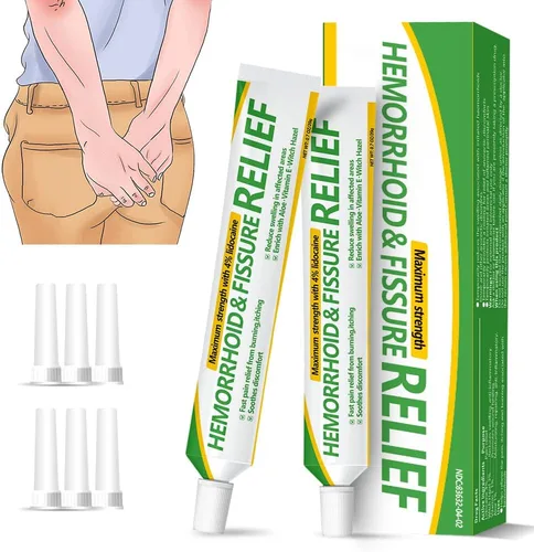 Vista 10 de Crema para hemorroides y fisuras, ungüento hemorroidal para picazón de acción rápida, hinchazón y alivio del dolor de máxima fuerza