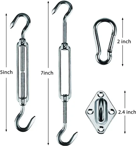 Vista 2 de Amagenix Kit de accesorios de vela de 5 pulgadas para instalación de toldo rectangular y cuadrado, accesorios de acero inoxidable de grado 304