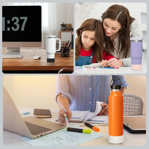 Vista 4 de Botas de silicona para Stanley Quencher de 40 onzas, funda protectora para botella de agua, bota simple y moderna, accesorios de parte inferior