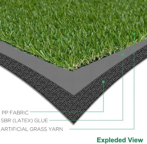 Vista 3 de Alfombra de césped artificial realista, para interiores y exteriores, para mascotas, alfombra sintética gruesa para jardín, patio, balcón, 2 x 7 pies
