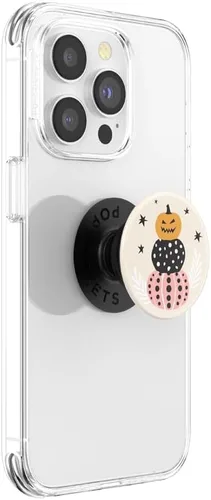 Vista 2 de PopSockets Agarre para teléfono con soporte expandible, adhesivo, PopSocket de Halloween - Pila de calabazas
